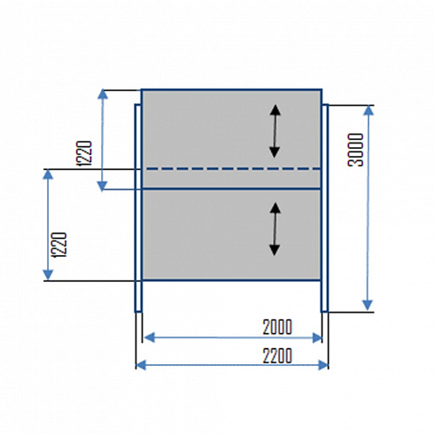 Колонная доска  с 2-мя досками. Размер доски: 2000 х 1220 мм; Ширина системы 2200 мм