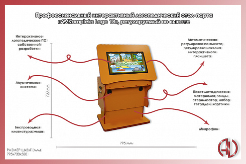 Профессиональный интерактивный логопедический стол-парта «AVKompleks Logo 18», регулируемый по высоте